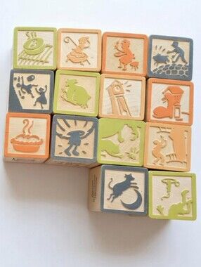 Uncle Goose Set of 28 Handcrafted Wooden Nursery Rhyme Blocks Set - Made in USA